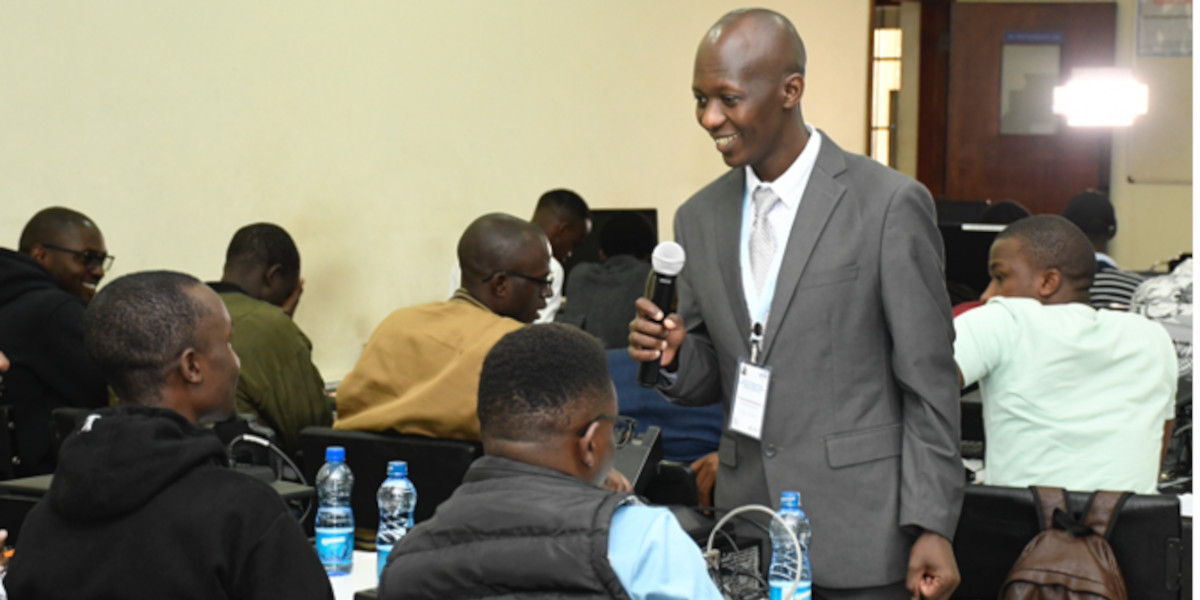 Dr. Jeremiah Kebwaro chairing a Q&A session
