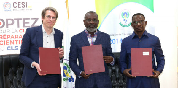 Cesi’s Stéphan Seiler, Université de Lomé’s Adama Mawulé Kpodar, and Sigma’s Mama Omorou. – © Université de Lomé Cesi's Stéphan Seiler, Université de Lomé's Adama Mawulé Kpodar, and Sigma's Mama Omorou. - © Université de Lomé