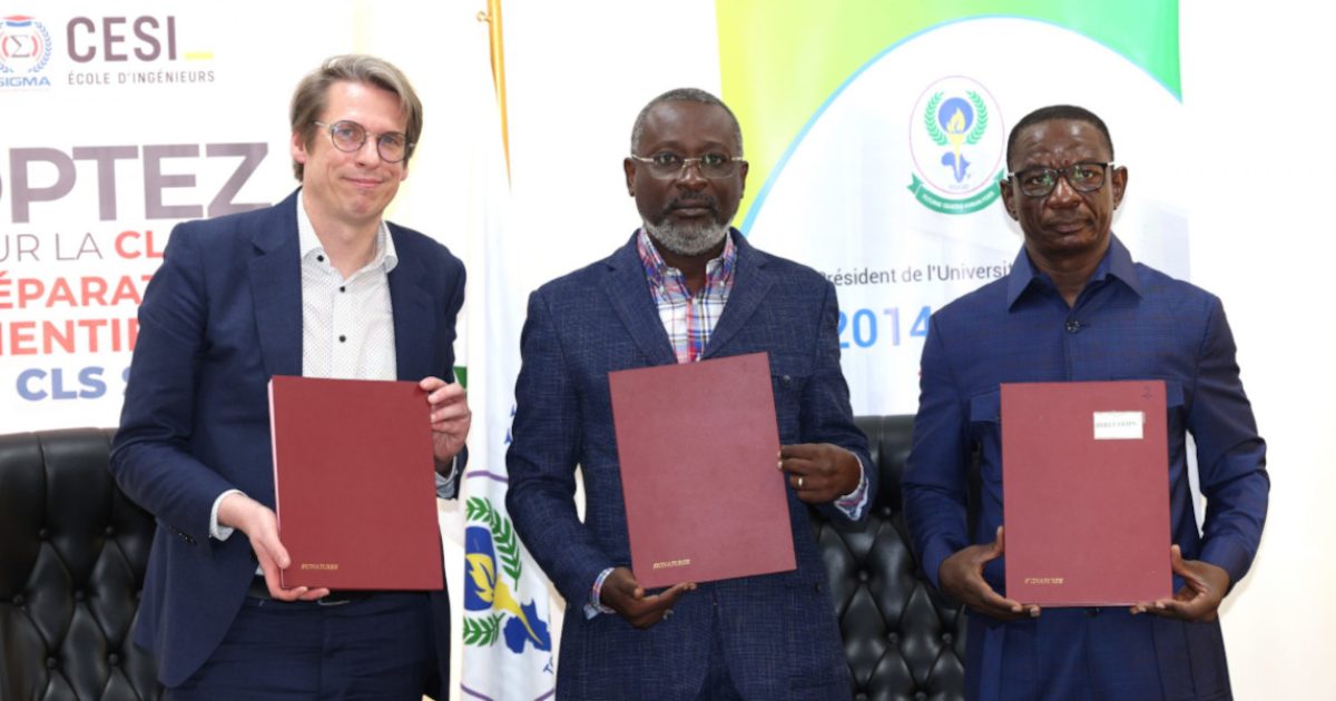 Cesi's Stéphan Seiler, Université de Lomé's Adama Mawulé Kpodar, and Sigma's Mama Omorou. - © Université de Lomé